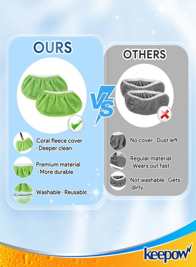 KEEPOW 2 Pack Microfiber Broom Cloth Covers, Reusable Broom Pads Baseboard Cleaning Tool, Bottom Cleaning Tools Compatible with Brooms Under 16.53×6.29 in, Washable Brooms Covers for Baseboards Floor - Image 3